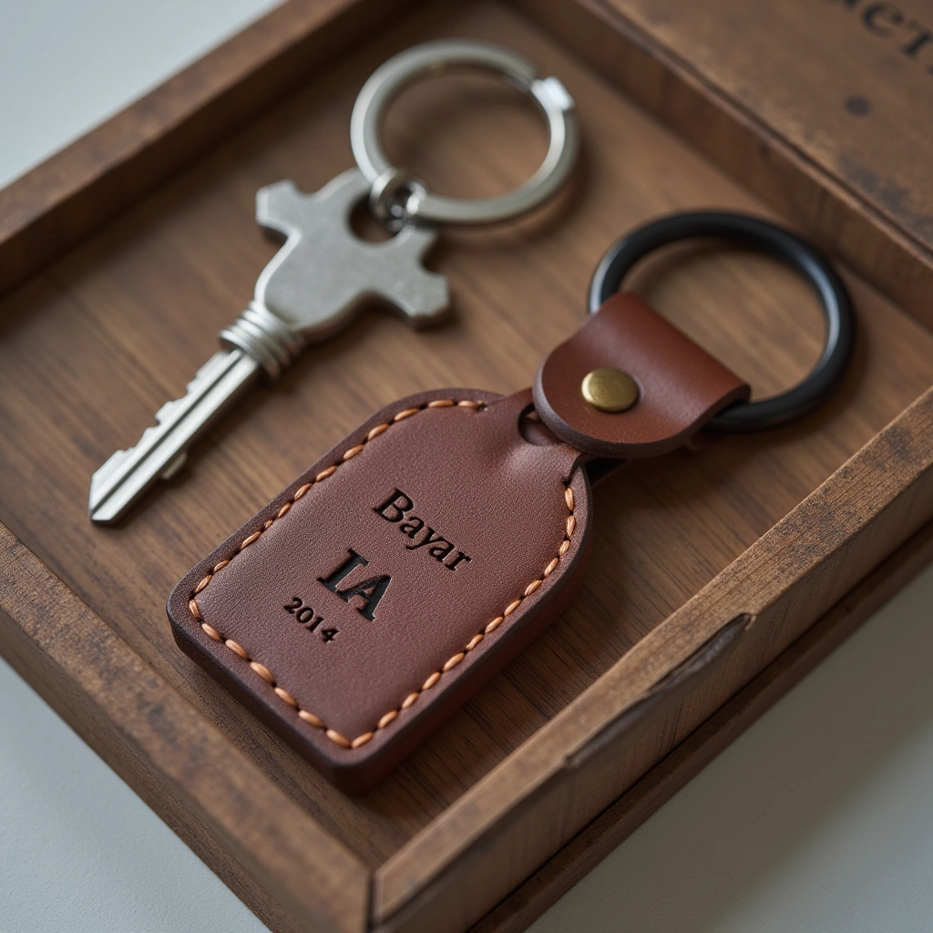 1. Personalized Leather Keychain